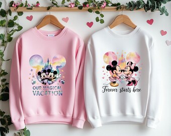 Dreamy Mickey Minnie Couple PNG Bundle, Pastel Mouse Ears (Digital Download)