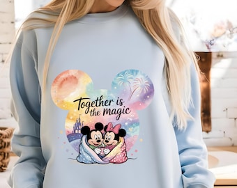 Matching Disney Couple PNG Bundle, Dreamy Mickey Minnie Clipart, Fairytale Castle Mouse Ears
