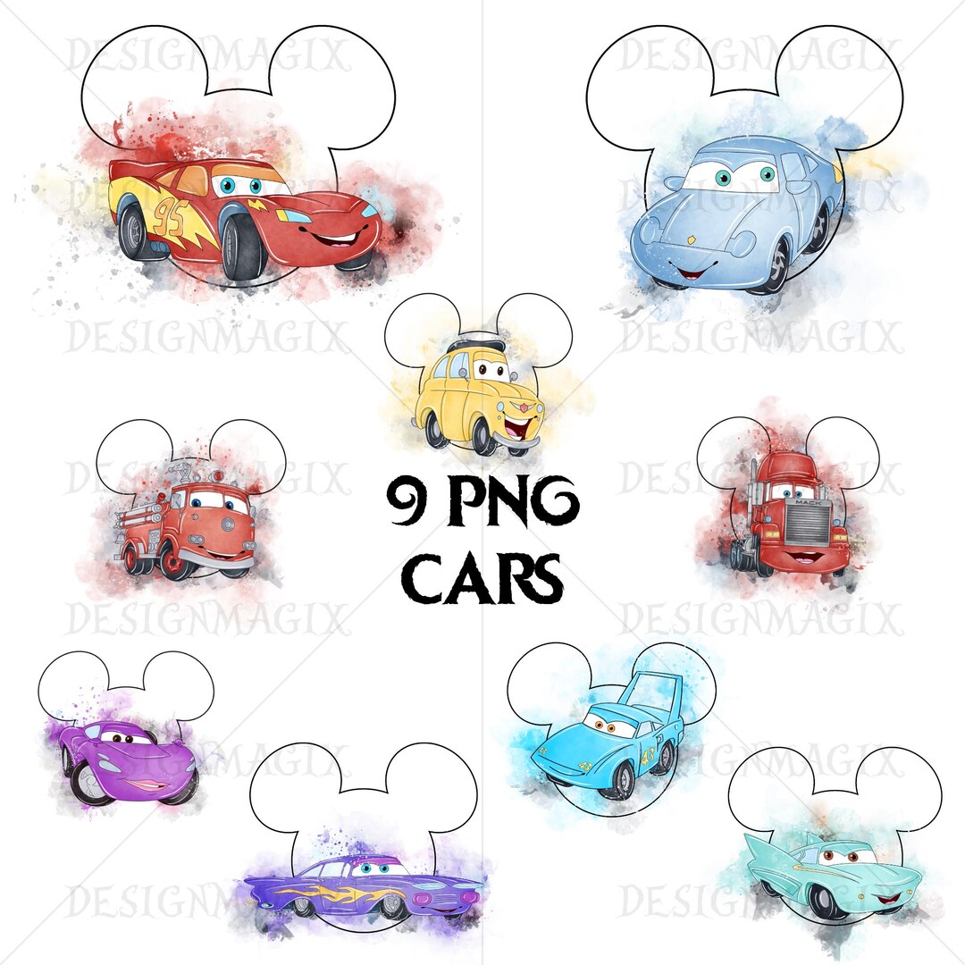 Disney Cars PNG Clipart Bundle, Lightning Mcqueen, Tow Mater (instant ...