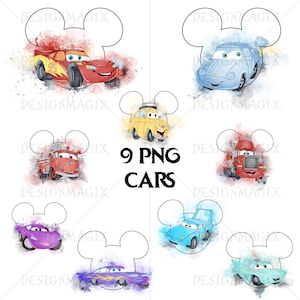 Disney Cars PNG Bundle, Lightning McQueen SVG, Tow Mater Clipart, Cars Birthday Bundle, Instant Download, Disney Cars Characters Png