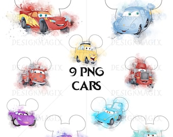 Disney Cars PNG Bundle, Lightning McQueen SVG, Tow Mater Clipart, Cars Birthday Bundle, Instant Download, Disney Cars Characters Png
