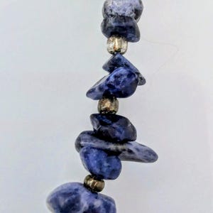 Coldwater Creek signed blue stone beaded 16.5 inch necklace with silver tone pendant.