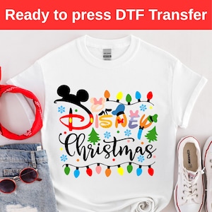 Christmas Disney DTF Transfer | Holiday Lights Mickey Inspired Print | Cute Family Xmas Sublimation | Festive Iron On