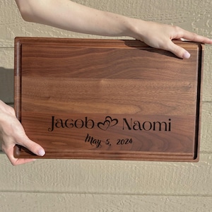 Engraved Cutting Board With Name, Wedding Gift, Charcuterie Board Personalized, Custom Walnut Cutting Board, Unique Wedding Gift For Couple
