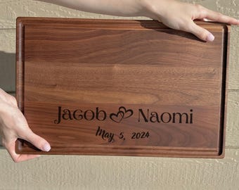 Personalized Engraved Walnut Cutting Board With Name, Unique Custom Gift, Charcuterie Board 17’x11’, Gift For Couple