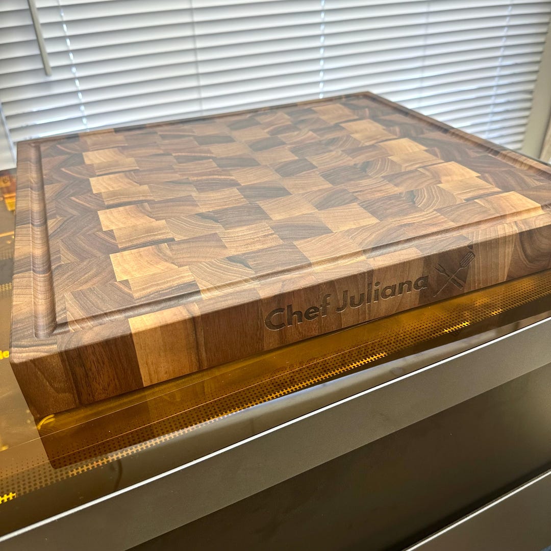 Chopping Block Customized Personalized Walnut Butcher Block, Custom Engraved End Grain Cutting ...