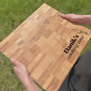 Personalized End Grain Cutting Board: Handmade Butcher Block, Engraved Charcuterie Board