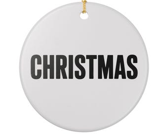 Minimalist Christmas Ornament | Round Ceramic Holiday Decor