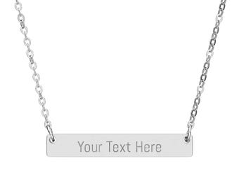 PERSONALIZED NECKLACE - Engraved Horizontal Bar Necklace | Personalized Name Bar Necklace