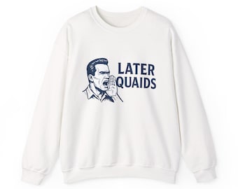 Later Squads vintage shouting man Sweatshirt | Retro Illustration, Navy Text
