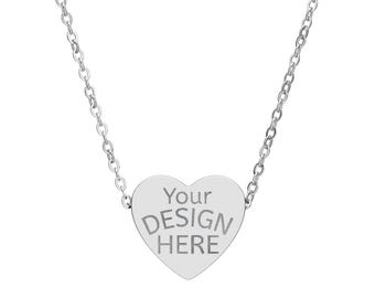 ENGRAVE Your Own Design - Engraved Heart Necklace | Personalized Heart Pendant Necklace