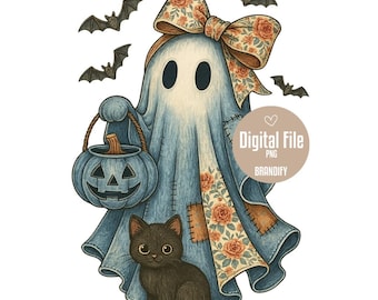 Halloween-tröja png, söt spöke png, kokett spöke png, digitala Halloween-filer, Halloween png, spöke, flickaktigt spöke-fil