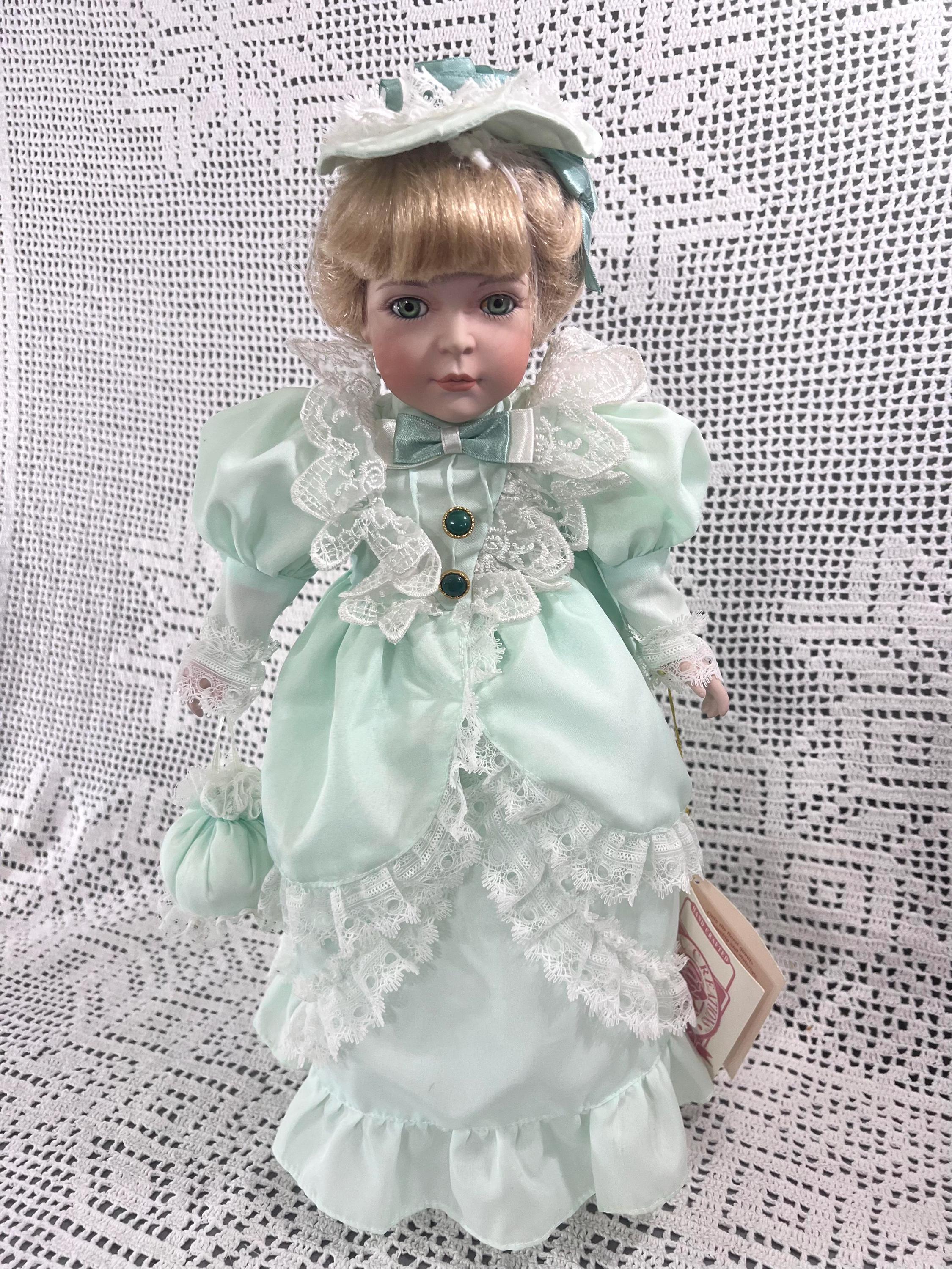 green emerald velvet dress Vintage Victorian Style Light Green and White Dress 19" Tall Porcelain   Treasure Valley Antiques & Collectibles