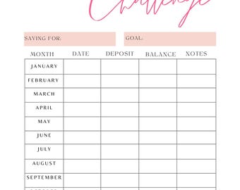 Monthly Savings Challenge Inserts, Budget Binder Printable, Sinking Funds Planner