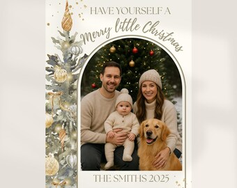 Minimalist Christmas Photo Card Template: Printable Family Holiday Card (Instant Download)