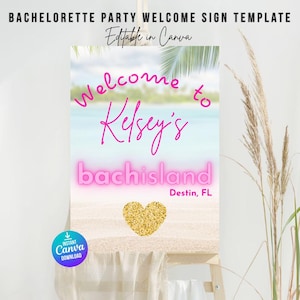 Love Island Bachelorette Welcome Sign: Editable Villa Party Decor (Canva Template)