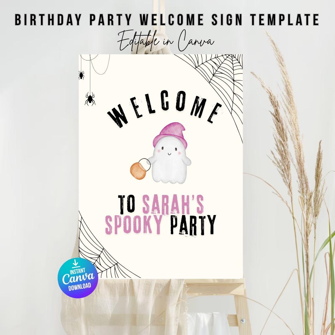 One Spooky Ghoul Welcome Sign: Halloween First Birthday (digital ...