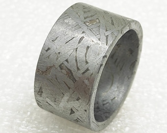 Anneau de météorite, anneau de météorite de fer， Anneau de sculpture de météorite naturelle ! bague météorite personnalisée,