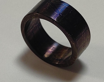 Muonionalusta meteorite ring ,High-temperature baked blue process, engagement ring, space gift  can be engraved.