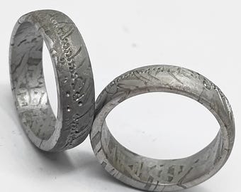 Meteorite Ring Natural Iron Meteorite Carving Ring, Meteorite Carving Ring, Meteorite Jewelry, Space Meteorite Gift
