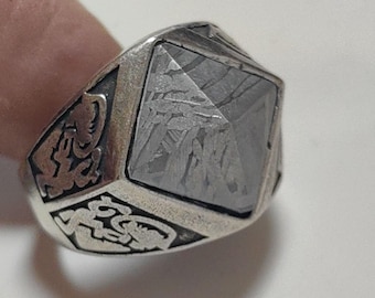 Muonionalusta meteorite RING,Shell made of 925 sterling silver