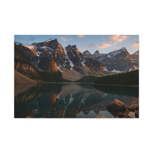 Mountain Lake Canvas Wall Art Nature Landscape Wall Decor Rustic Cabin Artwork Lake House Decor Adventure Travel Gift Mountain Art Print