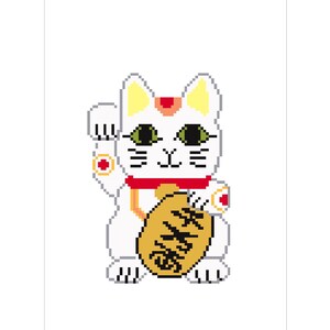 Winkende Glück Katze Stickvorlage