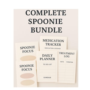 Lot d'agendas imprimables Spoonie | Suivi des maladies chroniques, journal budgétaire, cartes de confirmation | Téléchargement instantané du fichier PDF sur les soins personnels
