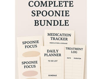 May include: A set of printable planner pages for people with chronic illnesses. The pages include a medication tracker, daily planner, and treatment log. The pages are designed to help people stay organized and on top of their health.