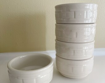 Longaberger Pottery Woven Tradition Ramekins/Custard Cups (5)