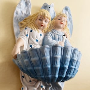 French Catholic Holy Water Font/Stoup, Bisque