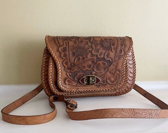 Vintage Leather Tooled Bag/Purse