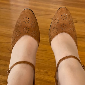 VanEli Suede Ankle Strap Heels: Italian Leather Eyelet Design