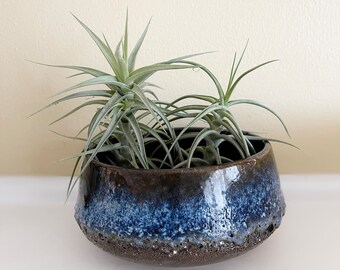 Fat Lava Style Bowl/Planter in Brown, Blue and Bronze