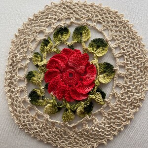 Vintage crochet doilies round with a center flower a set of 4 image 3