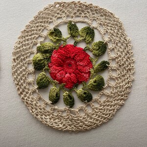 Vintage crochet doilies round with a center flower a set of 4 image 4