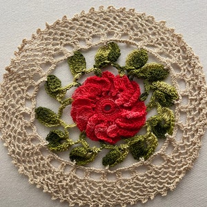 Vintage crochet doilies round with a center flower a set of 4 image 8