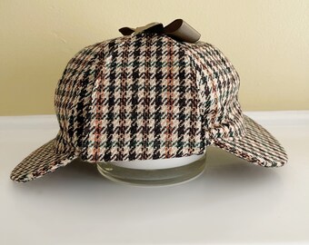 Vintage 100% Wool Spean Bridge Wollen Mill Deer Stalker Cap/Sherlock Holmes Hat with Double Brim