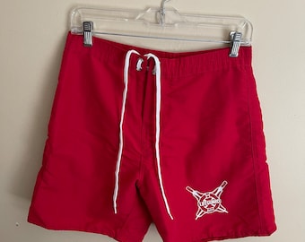 Men’s LA City Lifeguard Swim Trunks in Red by BUI Made in California