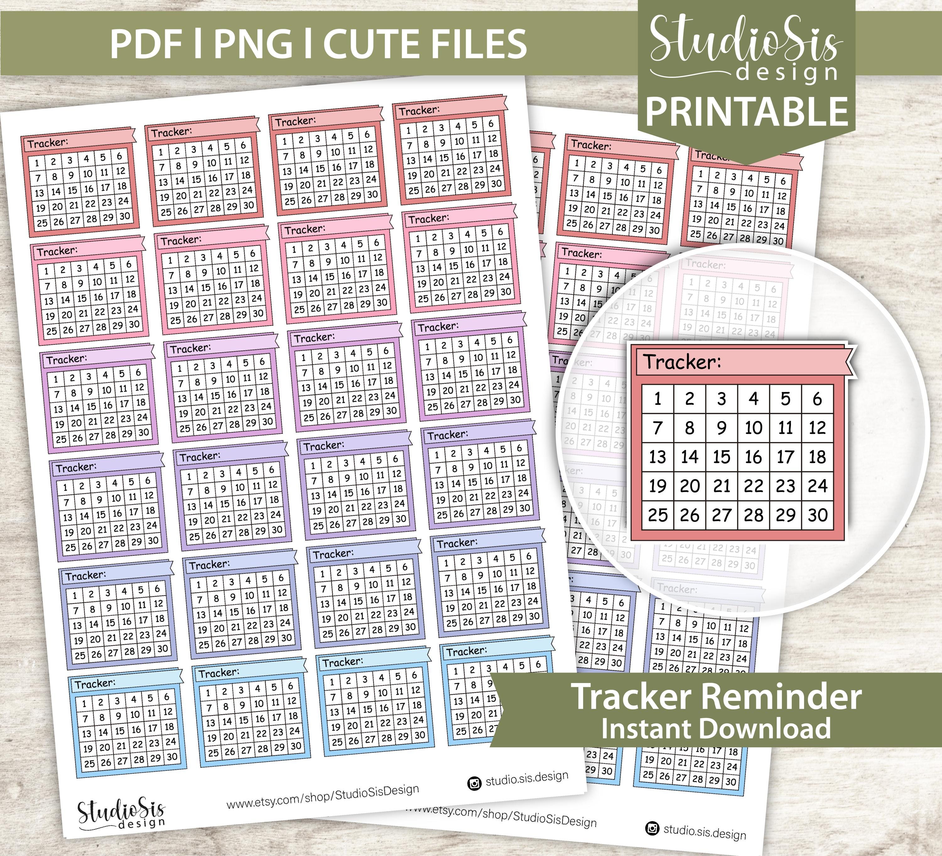 Tracker Reminder Box, Printable Planner Stickers, Bullet Journal ...