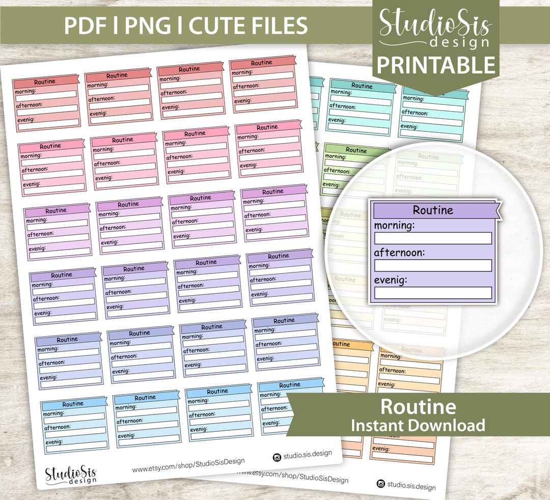 Routine Reminder Box, Printable Planner Stickers, Bullet Journal ...