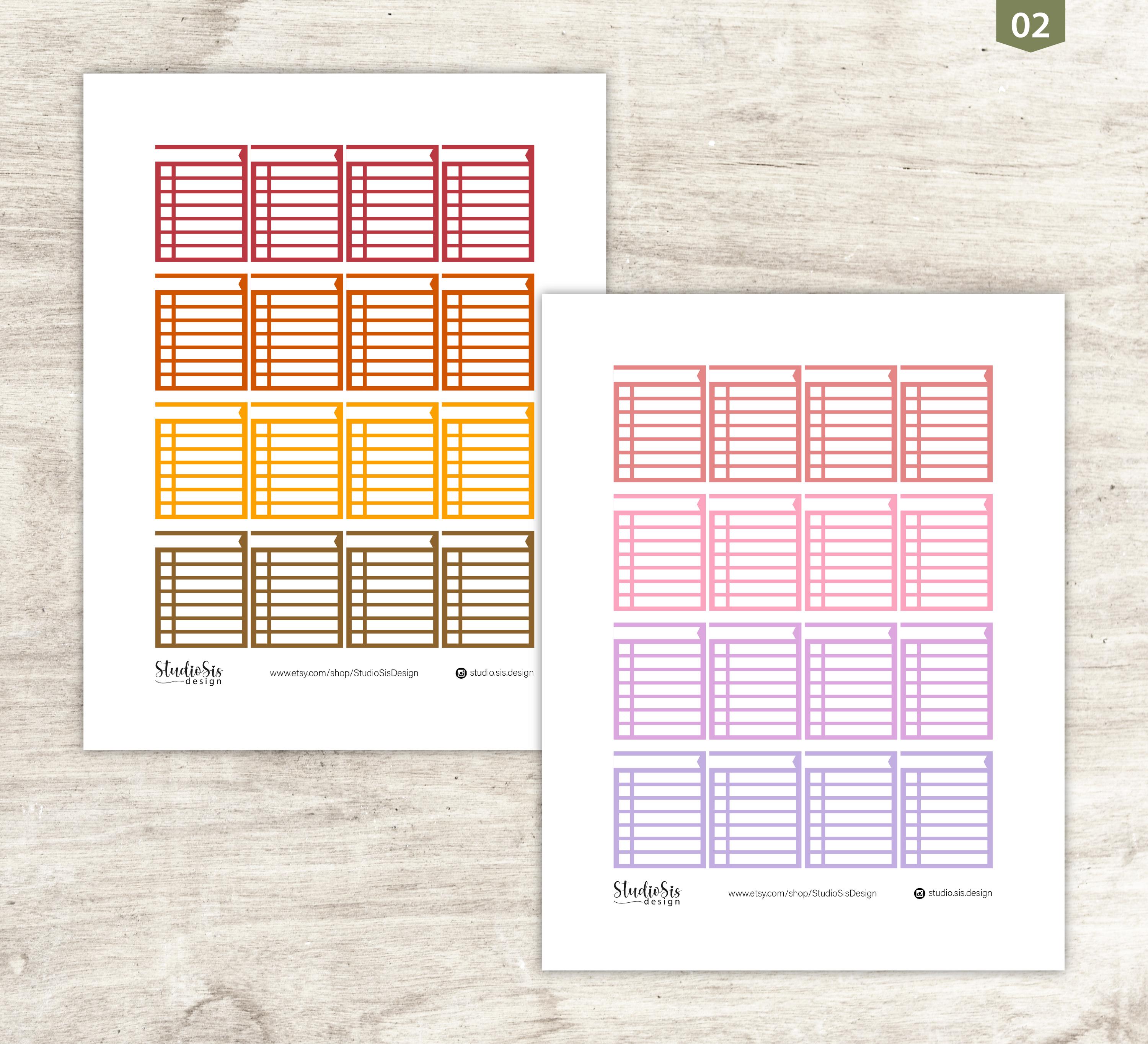 Checklist Planner Stickers, Full Box Stickers (digital Download) - Etsy