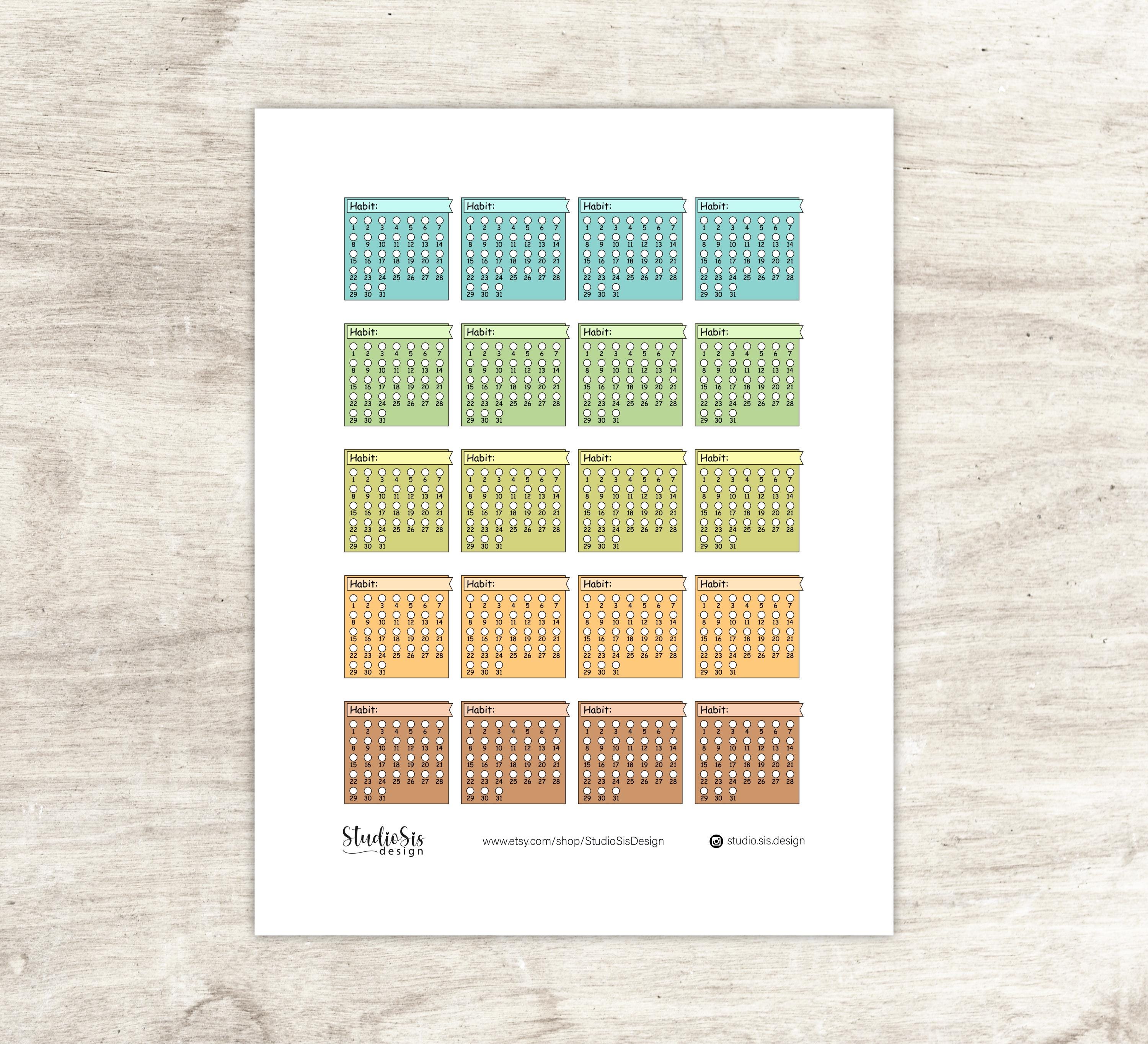 Habit Tracker Box, Printable Planner Stickers, Bullet Journal Stickers ...