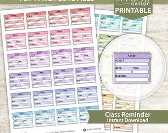 Class Reminder Box, Printable Planner Stickers, Bullet Journal Stickers, Erin Condren Stickers - Cut Files
