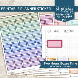 Planificador imprimible de dos horas / Pegatinas / Archivos recortables de Hobonichi Cousin
