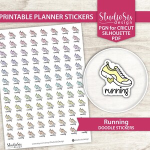 Printable Running Doodle | Planner Stickers | Everiday Life Script Stickers | Cut Files