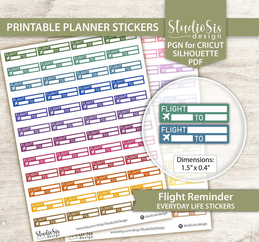 Next Flight Sticker Flight Reminder, Printable Planner Stickers, Bullet Journal, Erin ...