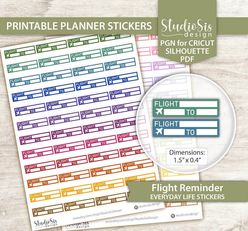 Flight Reminder, Printable Planner Stickers, Bullet Journal, Erin ...