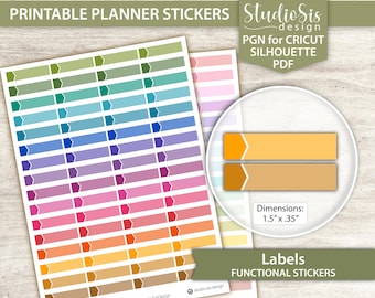 Labels Printable Planner Stickers, Bullet Journal Stickers, Erin Condren Stickers - Cut Files