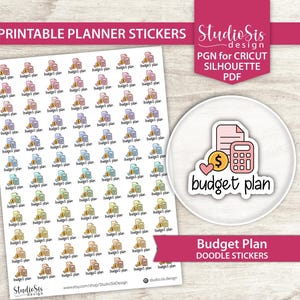 Budget Time Doodle, Printable Planner Stickers, Everyday Life Script Stickers, Cut Files